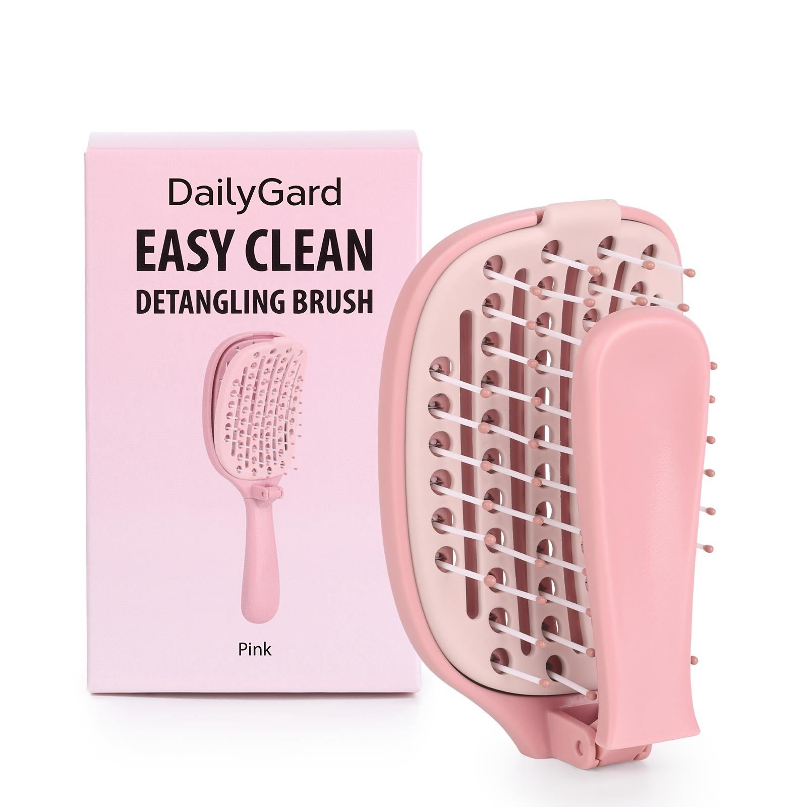 Compact Self-Cleaning Detangling Hairbrush, Convenient Travel Hair