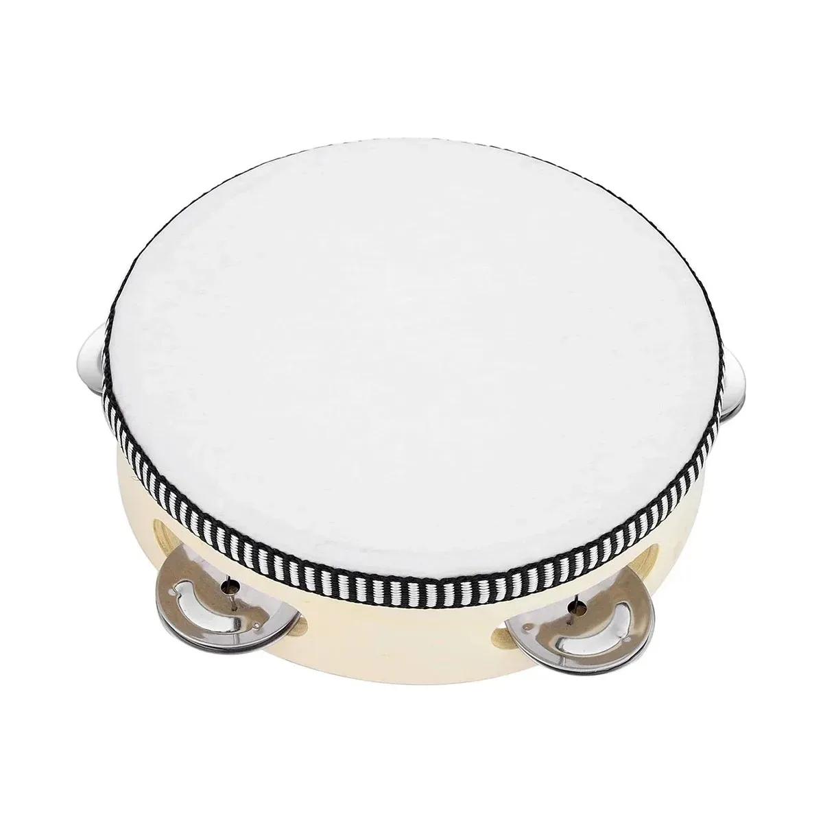 6inch Hand Held Drum Tambourine Drum Metal Jingles Percussion Musical Instrument For KTV Party Games
