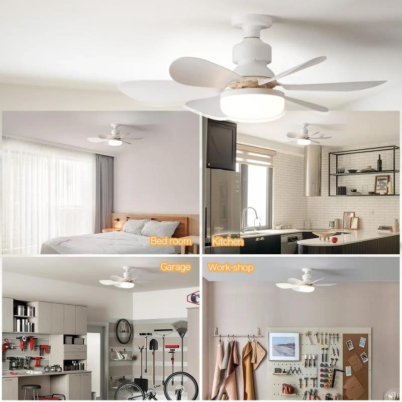 1pc Socket Fan Light Screw Ceiling Fans with Lights and Remote Easy Install Ceiling Fan Dimmable Socket Fan Ceiling