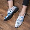 Men’s Shoes Derby White Flower Print Dress Shoes Tuxedo Wedding Blazers Saddle Shoes Plus Size