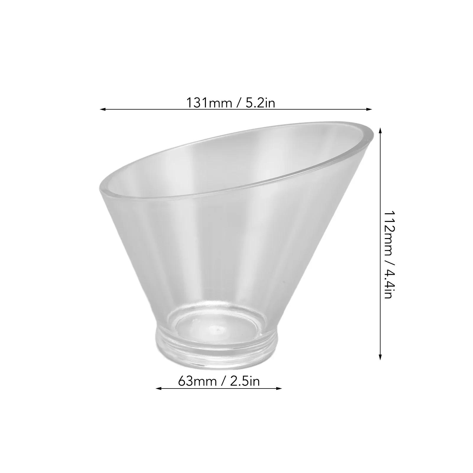 

2025 Hot 350/550/860ml Acrylic Salad Bowl Slanted Salad Mixing Bowls Skid Resistant Bottom Serving Bowl for Pasta Fruit Sauces