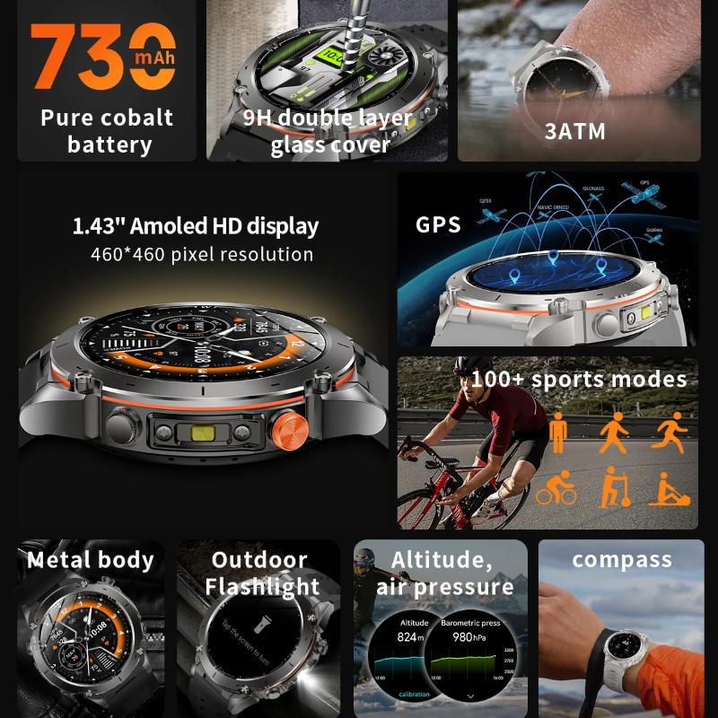 2025 Nové Dvoupásmové Satelitní GPS Chytré Hodinky Ultra HD AMOLED Displej Kompas 10ATM Vodotěsné Sportovní Chytrý Náramek Pánské Hodinky