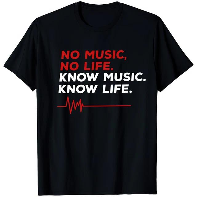 No Music No Life Know Music Know Life Classic Graphic Music TShirt S