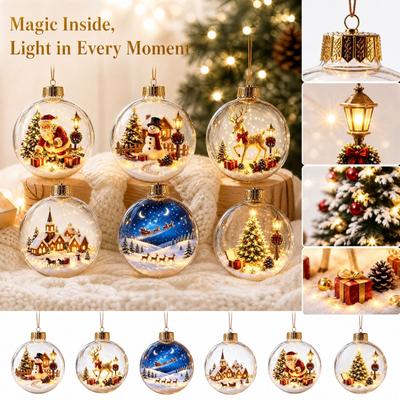 3D Weihnachtsbaumkugel-Ornament - Klare Hängende Kunststoff-Lichterdekoration für Feiertagsbäume