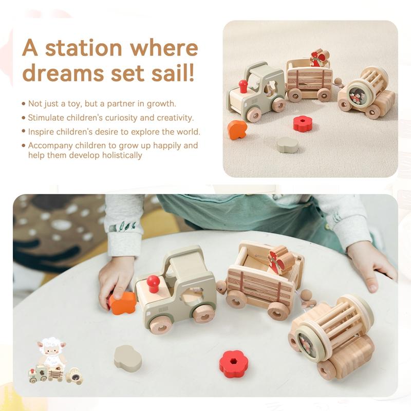 Kids Wooden Rail Train Toy Children Assembled Building Block Toy Newborns Early Educational Aid Toys Montessori Finger Fine Game