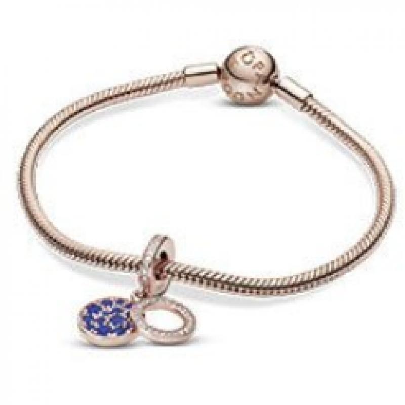 Pandora Różowy Błyszczący Niebieski Dysk Podwójny Wiszący Charms 789186c01