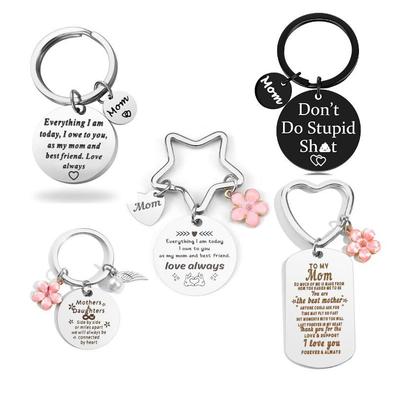 Mother's Day Titanium Steel Laser Engraved Keychain Gift