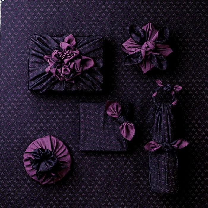 Musubi Furoshiki Wrapping Cloth 45cm Kisairo Rikyu-ume Kon/Purple Made in Japan 10215-107 Multi Approx. 45x45cm