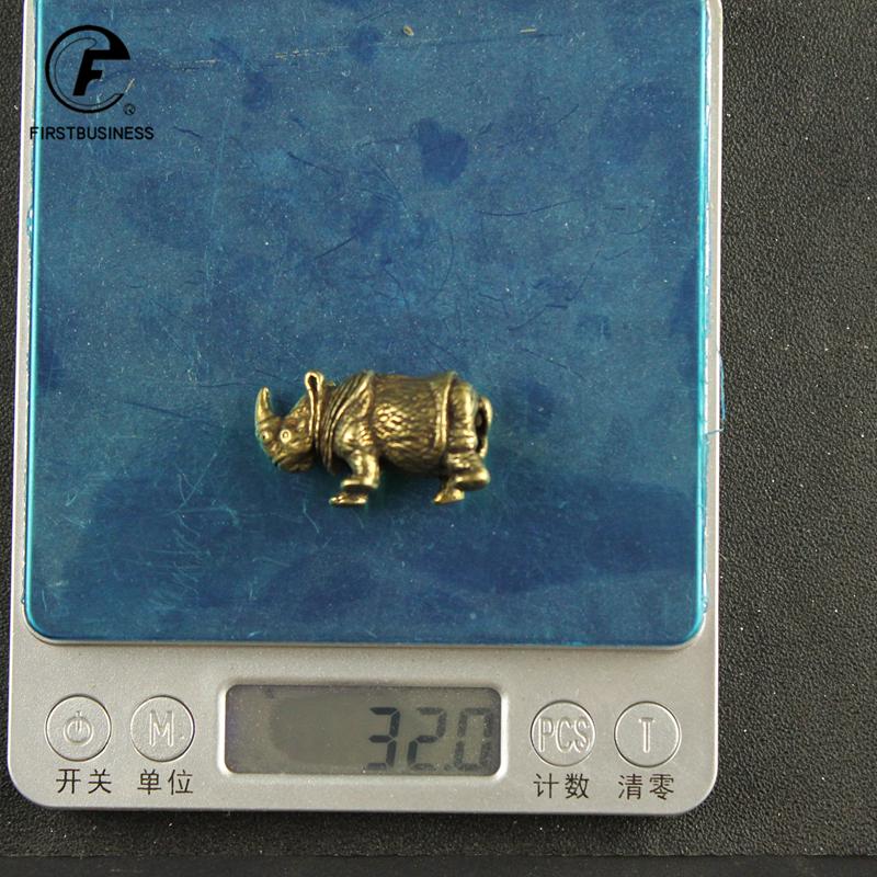 Handmade Pure Copper Cute Rhinoceros Miniatures Figurines Solid Vintage Brass Rhino Ornaments Tea Pets Desktop Decorations Craft