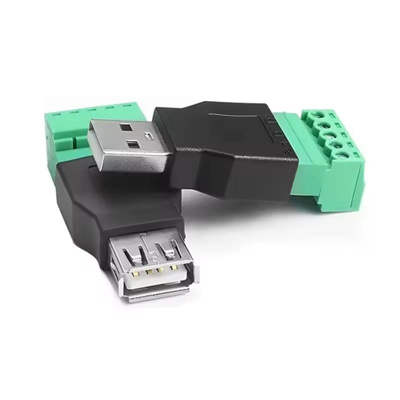 USB 2.0 Type A To 5 Pin Screw Terminal Male Female Connector USB2.0 Jack Socket with Shield