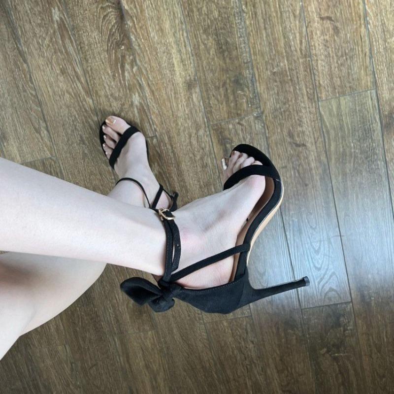 Summer Women Sexy Bunny Ear Sandals Black Bow Summer New Luxury Open Toe Sexy Line Belt Party Heels Women's Shoes Zapatos Mujer