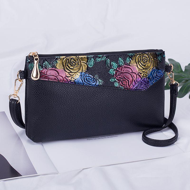 

Phone Crossbody Bag 2024 New Arrival Middle-Aged and Elderly Women s Mobile Coin Purse Retro Shoulder Crossbody Soft Leather Small Bag 1807 roses (Asymmetrical flowers)