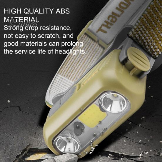 Außensensor-Scheinwerfer, superhell, wasserdicht, über USB wiederaufladbar, verstellbar, atmungsaktiv, Kopfband, leicht, Nachtangeln, Laufen, XPE COB-Lampe