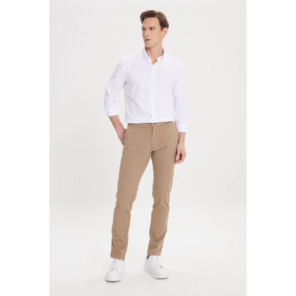 Calças Chino Slim Fit Masculinas de Lona Preta Slim Fit com Bolso Lateral