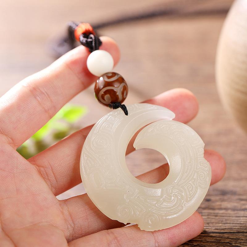 High-end dragon pattern hook white jade necklace, long versatile men's and women's accessories, retro literary temperament, jade pendant, sweater