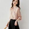 Bedruckte Langarmbluse Damen Frühling Herbst Mode Locker Chiffonhemd Stehkragen Oberteil Blusas Camiseta Mujer