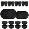 Black Wheat Straw PP Tableware, Household Plates, Soup Bowls, and Cups, Outdoor Gift Cutlery Set