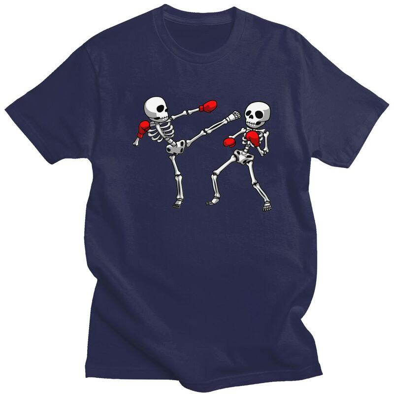 

Kickboxing Kickboxer Boxing Skull T Shirts Pure Cotton Tees Shirt Summer O Neck Boxer Marital Arts Tshirt Casual ShortSleeve 4XL