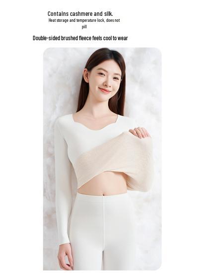 Women's 2025 Seamless Fleece-Lined Antibacterial Turtleneck & Pants Set - Warm Winter Long Johns