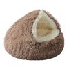 Round Hooded Plush Pet Bed Semi-Enclosed Indoor Small Cat Dog Cave Bed Winter Warm Kitten Puppy Sleeping Nest Pet Supplies