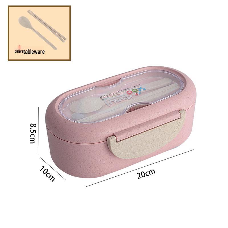 Portable Wheat Straw Bento Box: Insulated, Multi-Compartment, Japanese-Style, Microwave Safe for Office Workers & Students