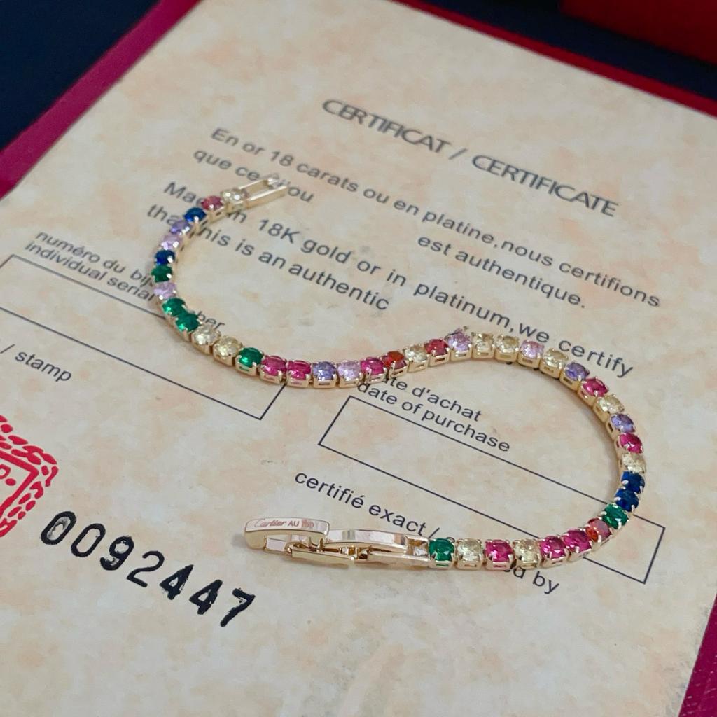Colored zircon bracelet with diamond inlay crafted with precision, perfect for gifting and everyday wear, made of hypoallergenic material