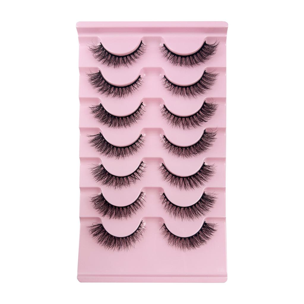 False Eyelashes Naturally Curl Up the Whole Black Stem Multi-layer Three-dimensional Orange Tray, One Piece of 7 Pairs of Eyelashes