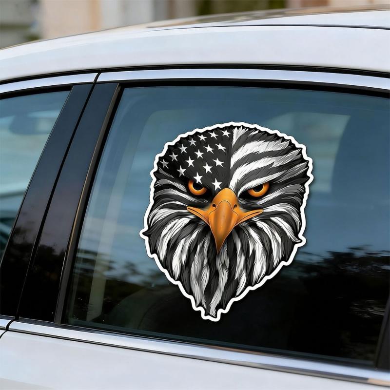 Strong Reflective Patriotic Bird & Flag Sticker Eye Catching Vehicle Sticker for Auto Laptop Coolers Bottle Gift