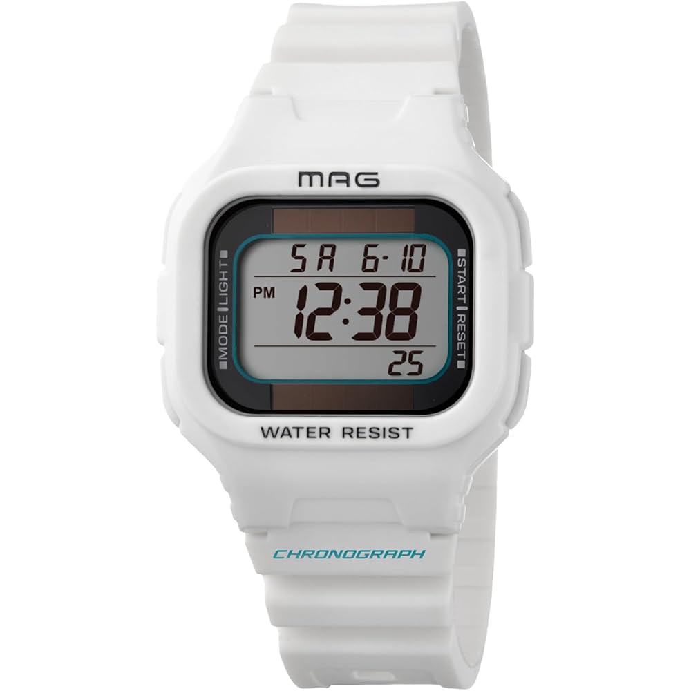 MAG Digital Solar Dual Power Waterproof Watch White for Kids with Urethane Strap