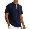 Men Henley Neck Short Sleeve T Shirt With Chest Pocket Casual Solid Color Tops