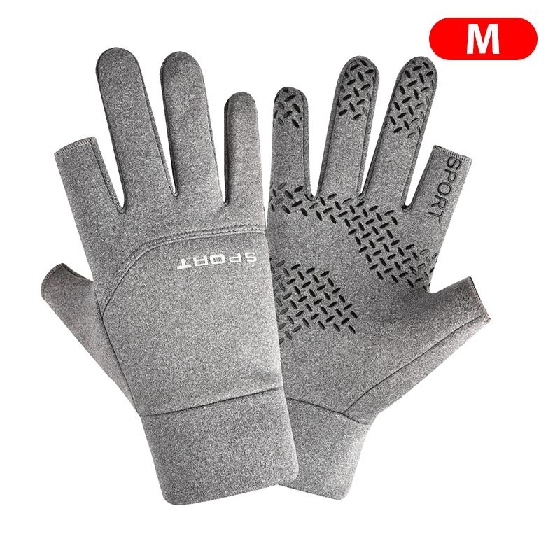 

2 вирізані пальці рукавички 1 пара відкритий риболовля зимові рибальські рукавички жінки чоловіки універсальні зігріваються риболовля захист антиковзкі XL сірий колір