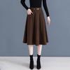 Women's Patchwork High Waist Slimming Long Skirt - Coffee, Large Size, Spring/Autumn 2026