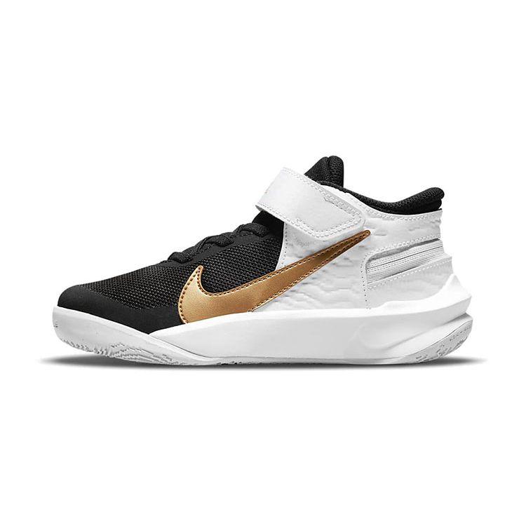 Nike Team Hustle D 10 FlyEase PS BP Black White Photon Dust Metallic Gold DD7302-002 28