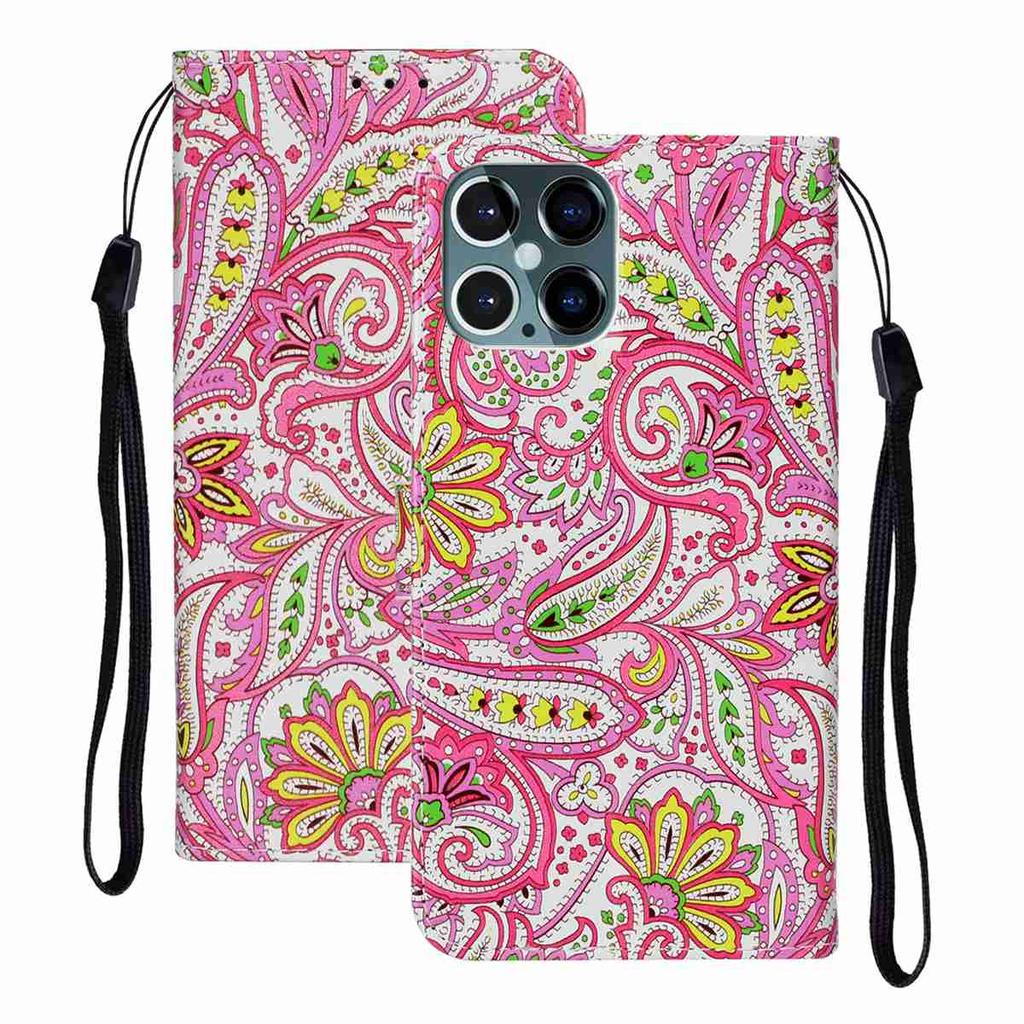 Abstract Flower Pattern Shockproof Card Slots PU Leather Wallet Case for iPhone,Samsung,Huawei,Xiaomi,Moto,Tecno,Google,Nokia,Oppo,ZTE,Blackview...