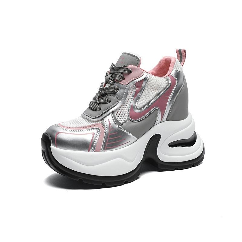 

10 inner height increase dad shoes women s spring and summer leather mesh breathable small muffin casual sports shoes 39 розовый