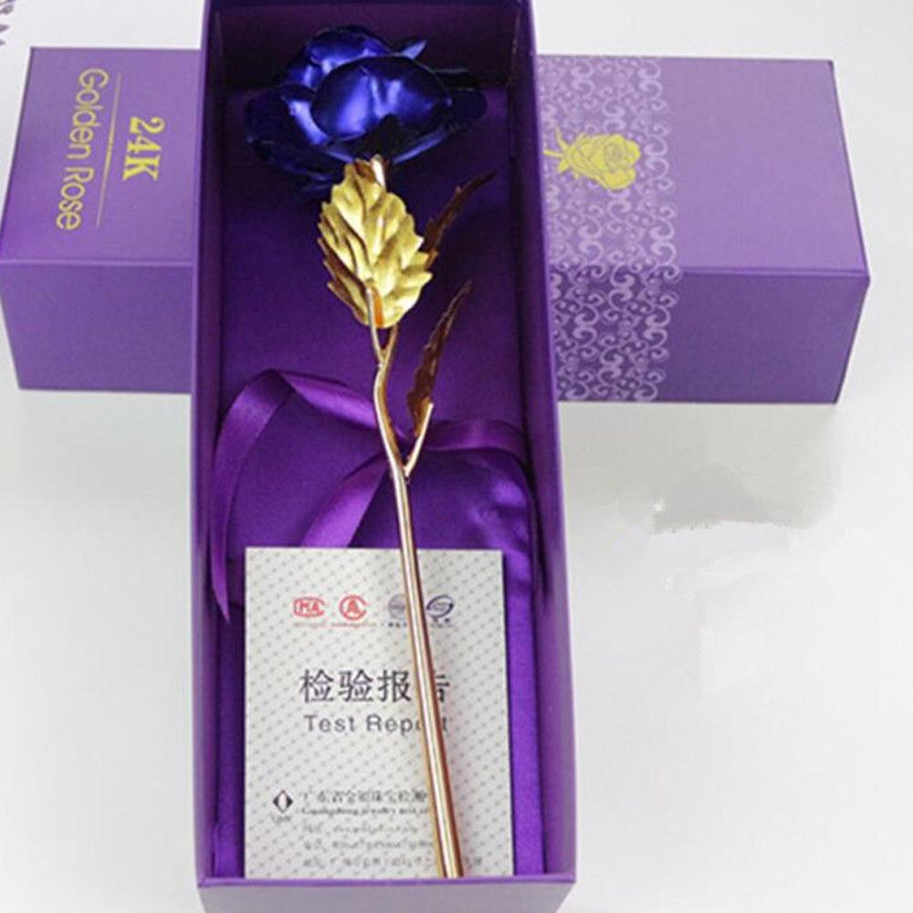 Nova folha de ouro banhada a rosa decoração de casa flor artificial presentes de natal dia dos namorados