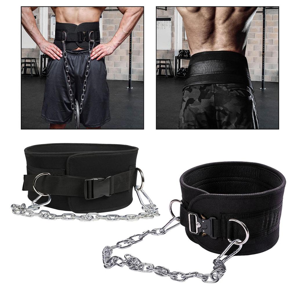 Dipping Belt for Weightlifting with Lifting Chain Body Building Waist Support Power Lifting Portable Men Women Gym Weight Belt