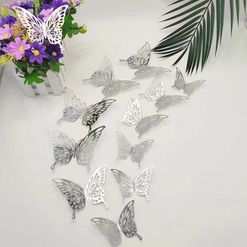 12Pcs/set 3D Hollow Butterfly Wall Stickers Wall Decor For Living Room Wedding Party Butterflies Decal Stickers
