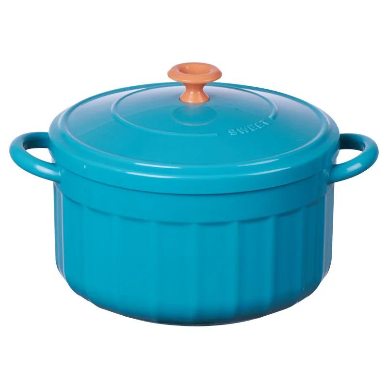 

850ml Instant Ramen Bowl With Lid Spoon Cute Stainless Steel Large Capacity Noodle Fruit Salad Soup Bowl Set KitchenTableware небесно-голубой