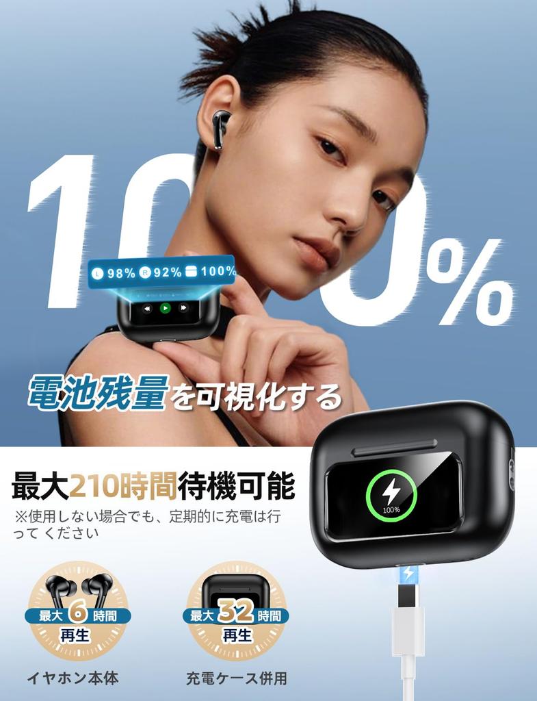 AIFENG Bluetooth Wireless Earbuds Touchscreen Noise Cancelling Bluetooth Open the Lid to Up to 32 Hours of Single Ear Mode for [Industry-First