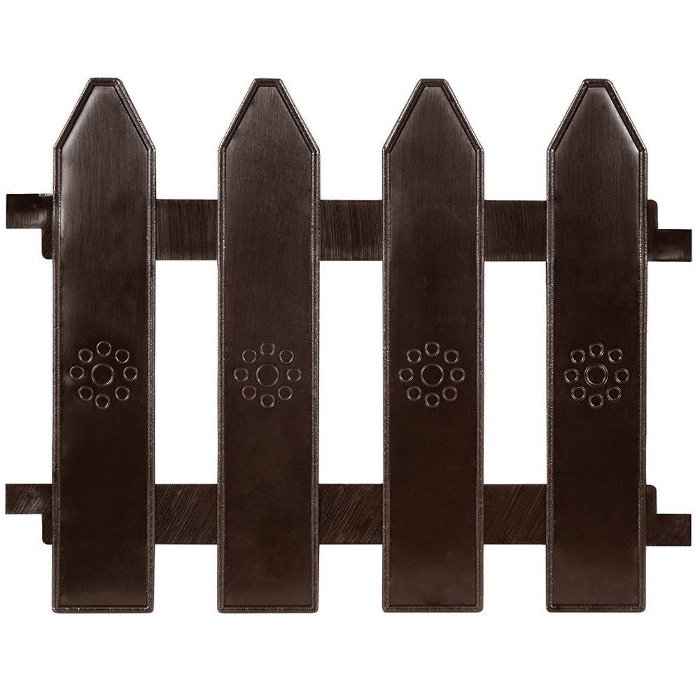 10x Plastic Garden Fence Brown Border Palisade Edging Lawn 2m