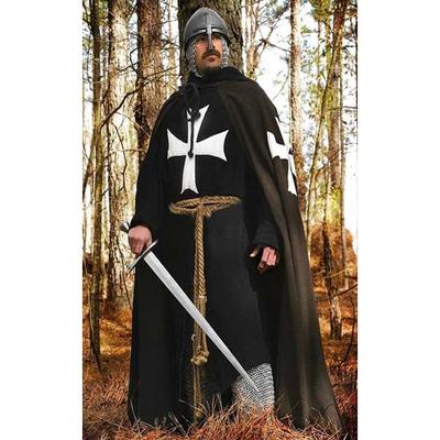 Halloween Średniowieczny Templariusz Hospitaller Tunika z kapturem Płaszcz Kostium Cosplay Renesansowy Surcot