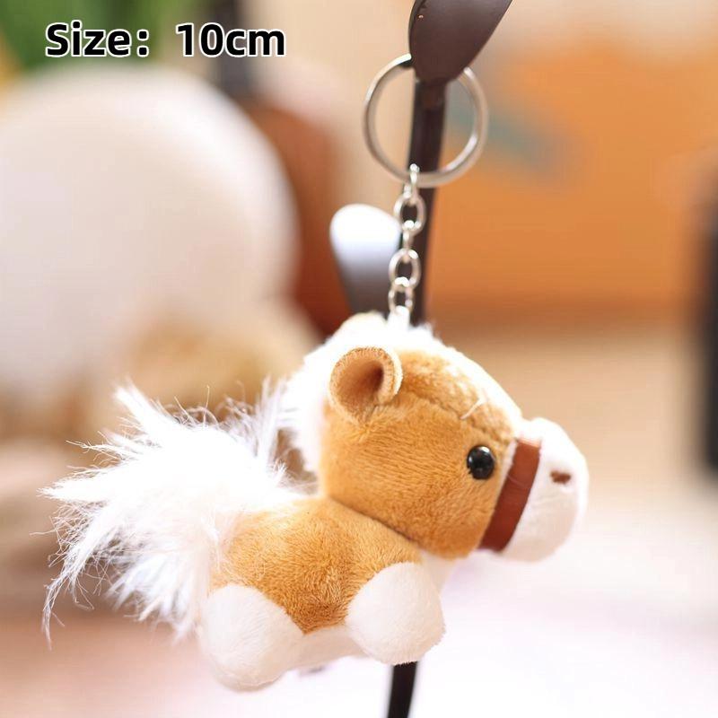 2026 Chinese New Year Mascot Horse Keychain Cartoon Simulation Pony Plush Doll Pendant Cute Bag Hanging Ornament Couple Gifts