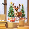 Elk Tree Glass Stickers 1/2 Sheets Christmas Reindeer Window Cling Car Gift Box Winter Decoration Sticker Static Sticker Waterproof Decal,