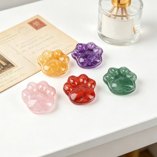Mini Cat Paw Figurine Natural Healing Stone Hand Carved Statue Collectible Spiritual Gifts for Cat Lovers Women