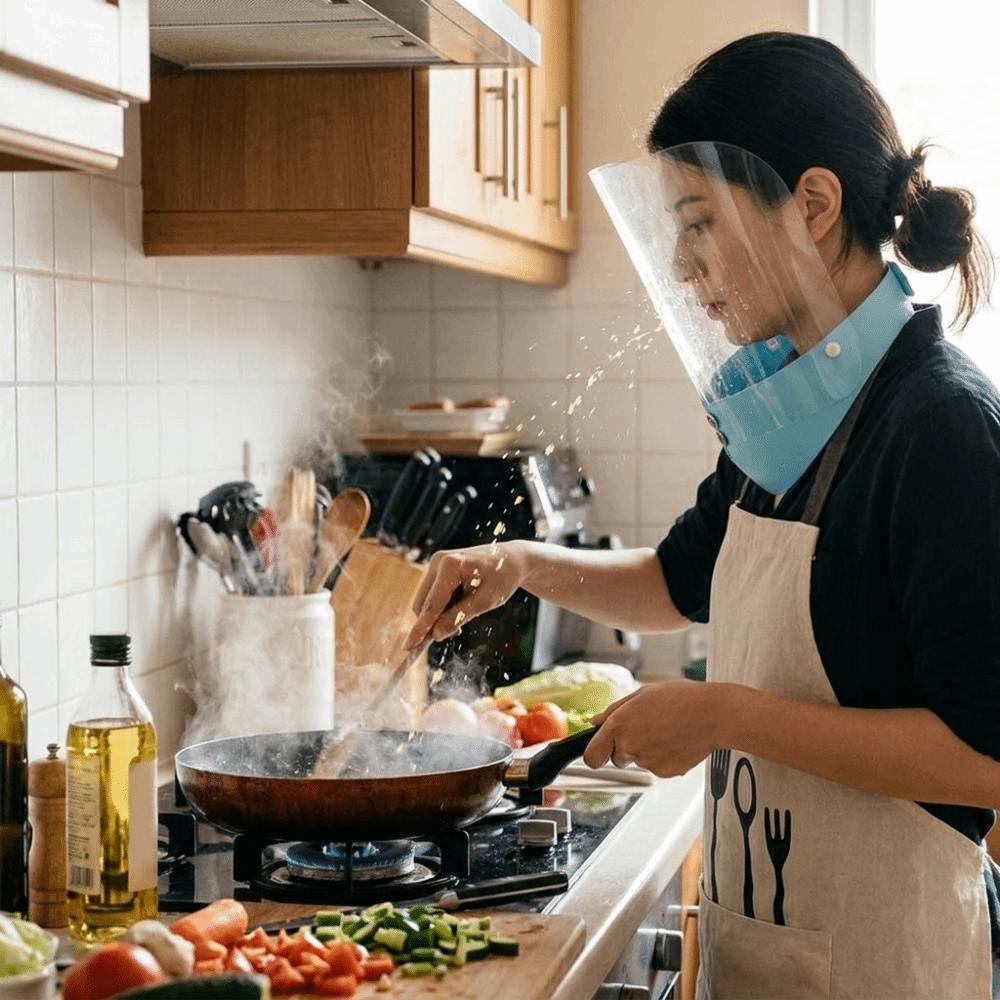 Ultra-Transparent Lens Full Face Cooking Shield Smooth Surface Clear Facial Cover Deep-Frying