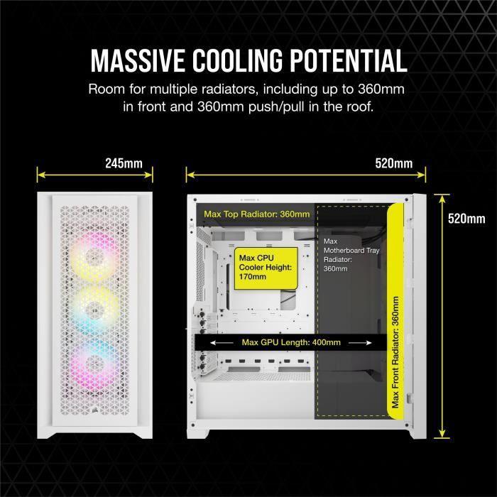 Boîtier PC - CORSAIR - FRAME 5000D RS ARGB Airflow - Moyen-tour - Blanc - CC-9011310-WW