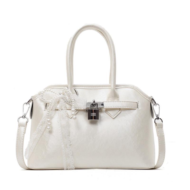 Ribbon Bow Pu Womens Office Handbag With Top Zip Closure For Daily Casual Use