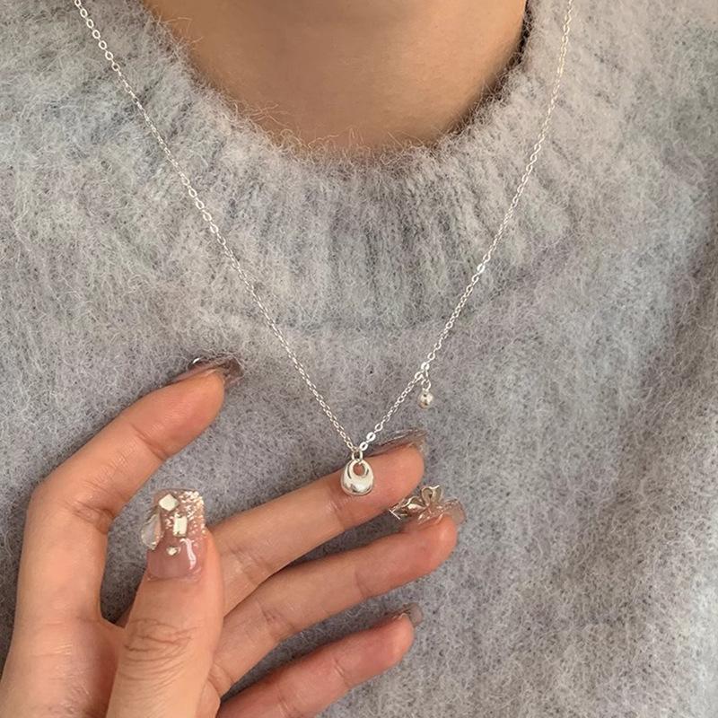 Korean-Style Sterling Silver Money Bag Necklace - Women's High-End, Versatile Clavicle Chain