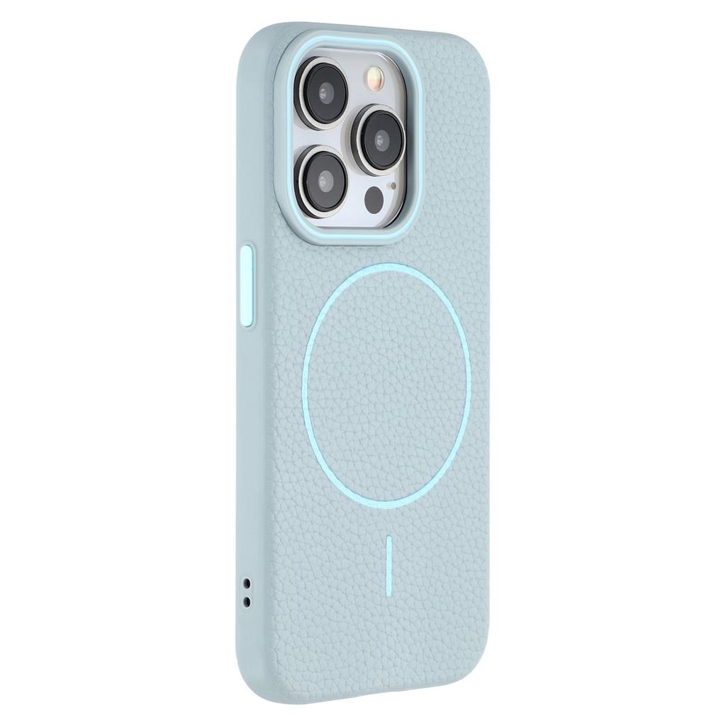 For iPhone 15 Pro Magnetic Case Litchi Texture TPU Phone Cover Compatible with MagSafe